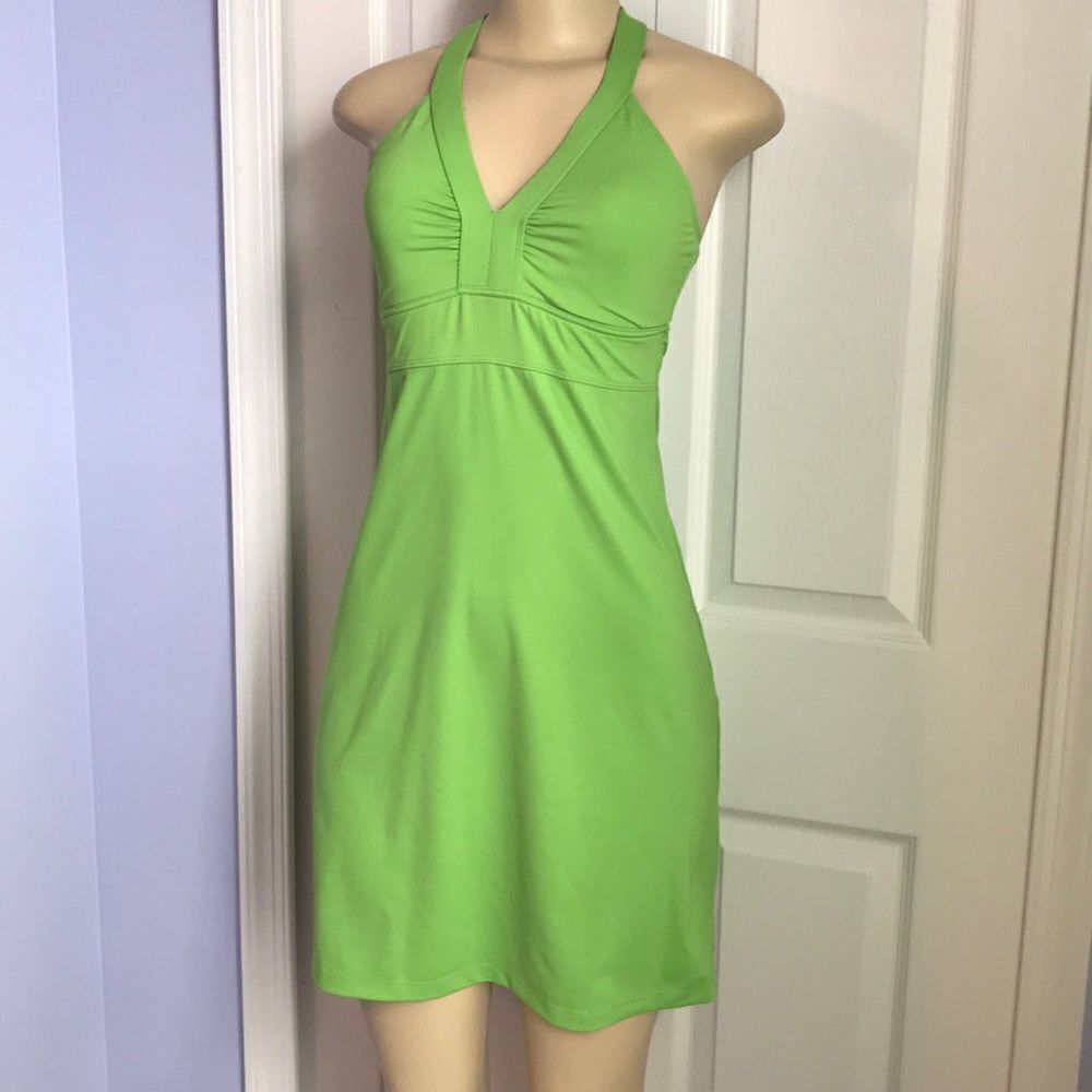 Athleta Swimdress Skirt Swimsuit XS Lime RARE